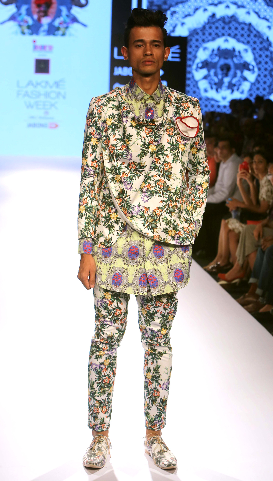 Minar Draped Cowl Jacket Milne Printed Trousers Harmony Printed Shirt