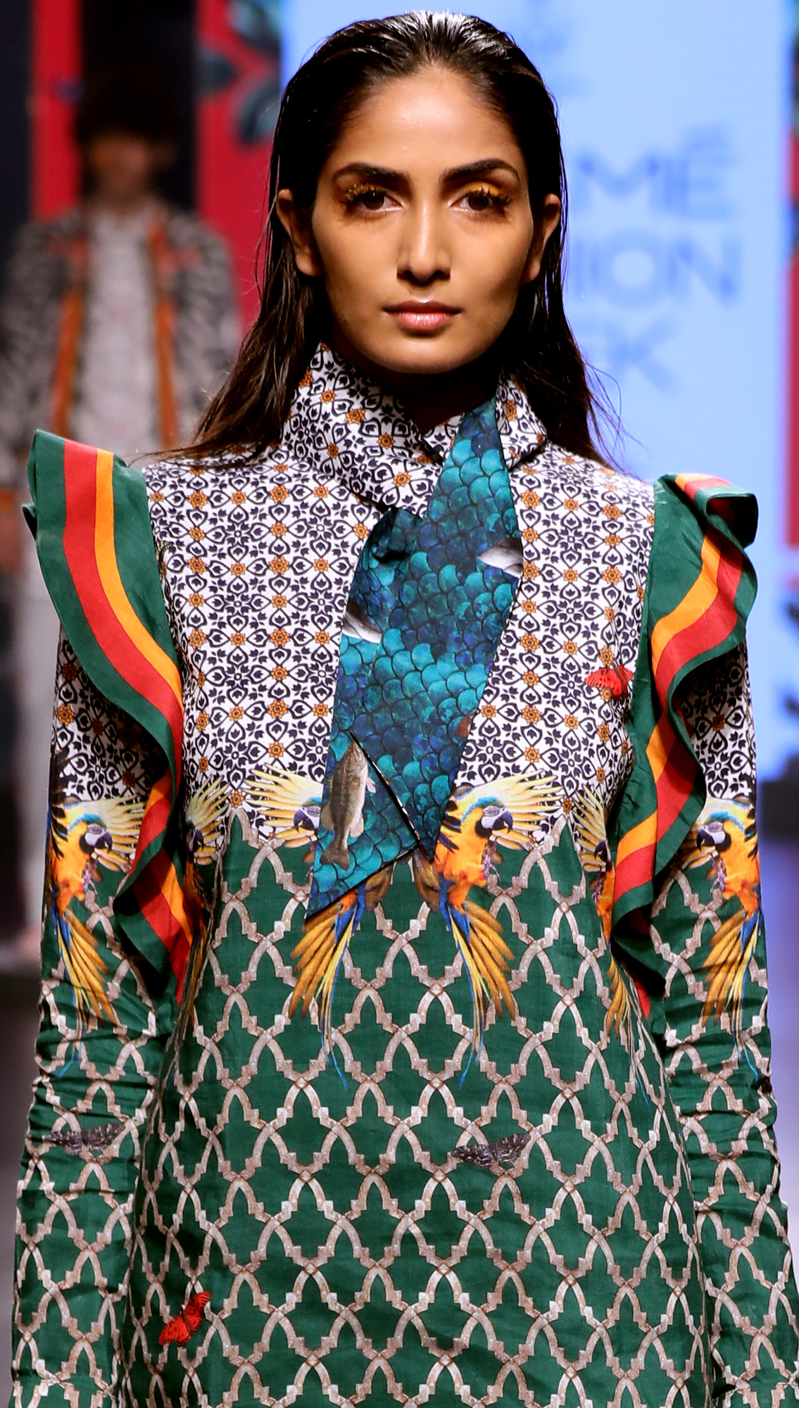 Macaque Dress Shoulder Ruffles