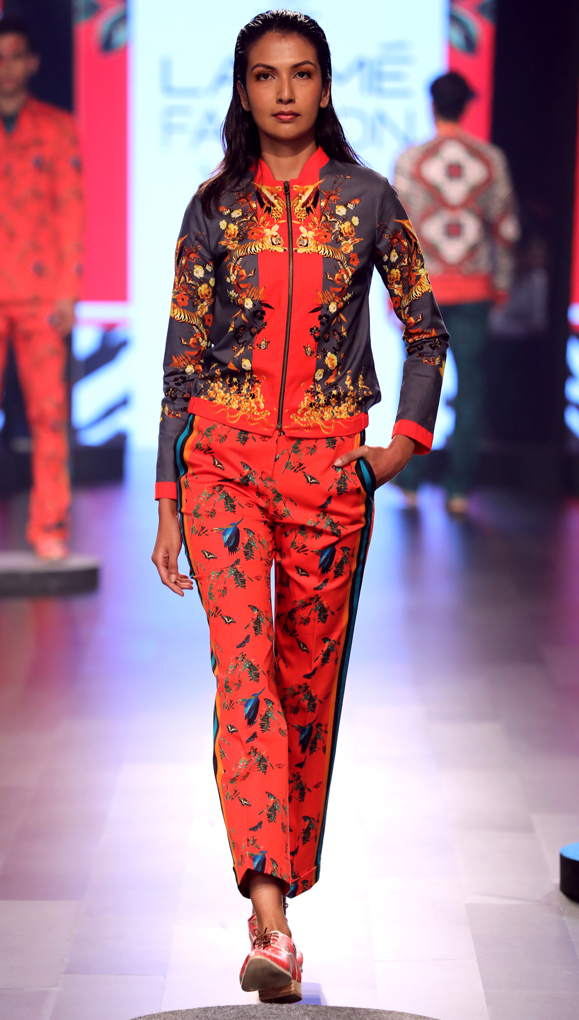 Gazella Bomber Jacket Unicornis Printed Pants with Striper on Sides