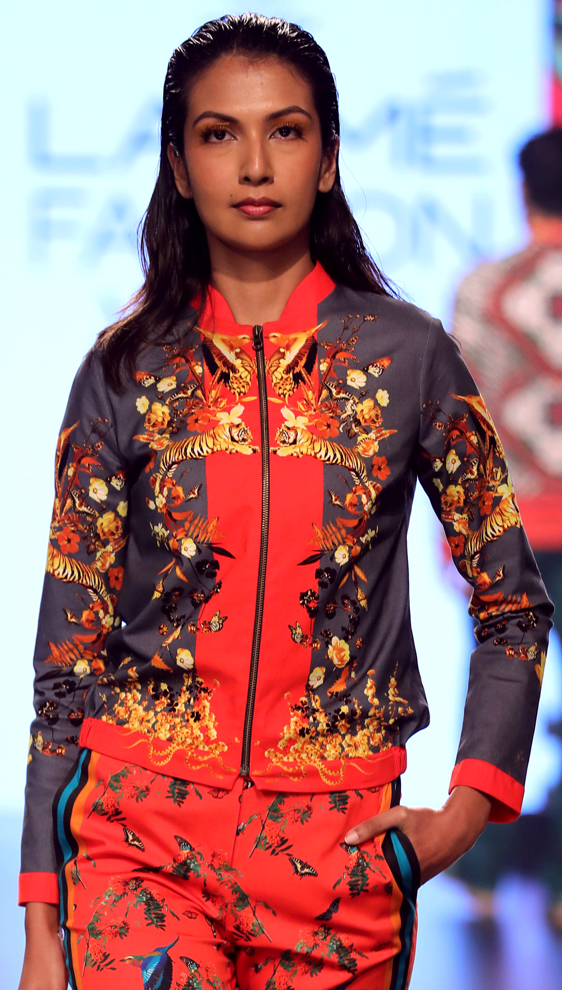 Gazella Bomber Jacket Unicornis Printed Pants with Striper on Sides