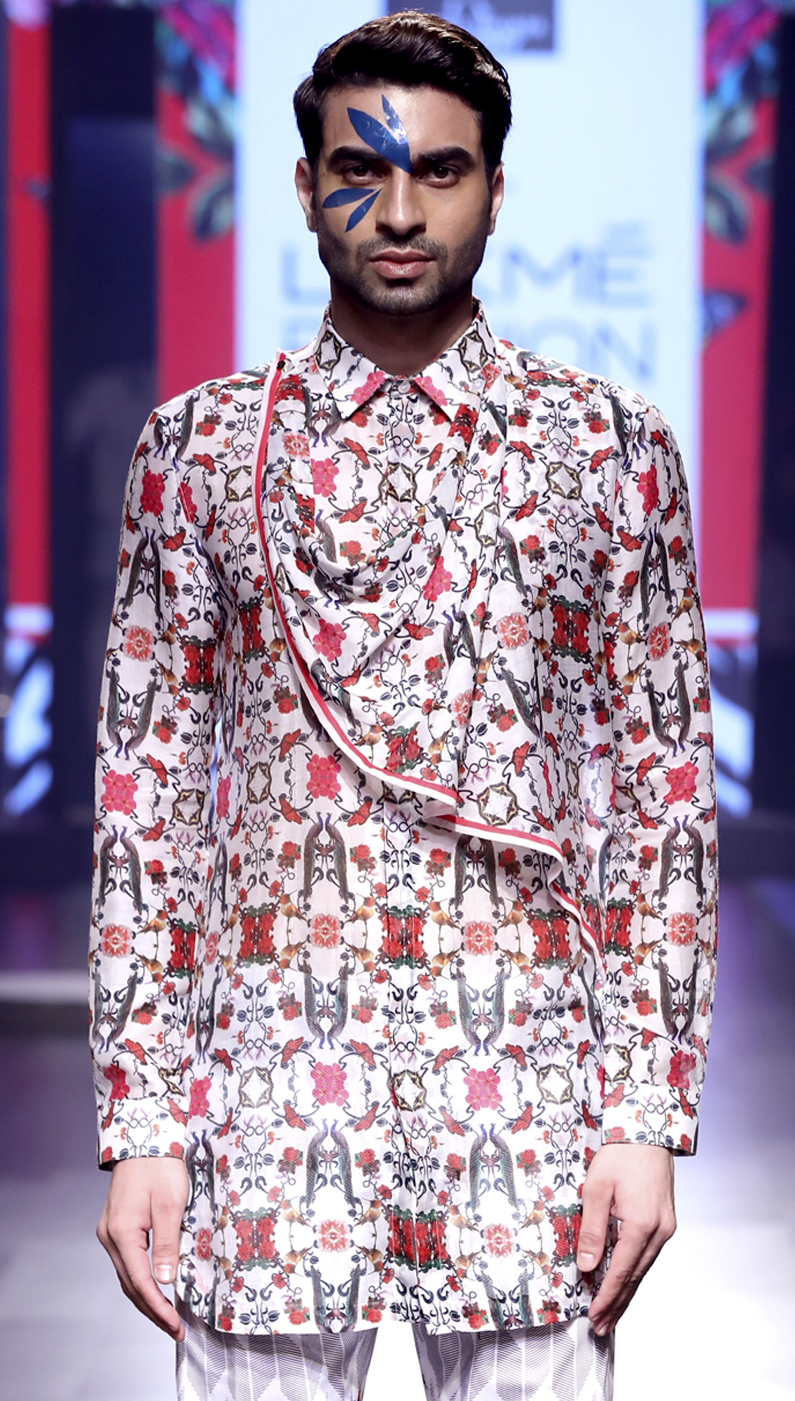 Manas Cowl Shirt Tejas Printed Trousers