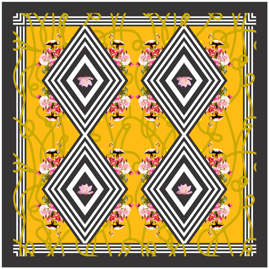 Yellow Diamond Silk Scarf Print