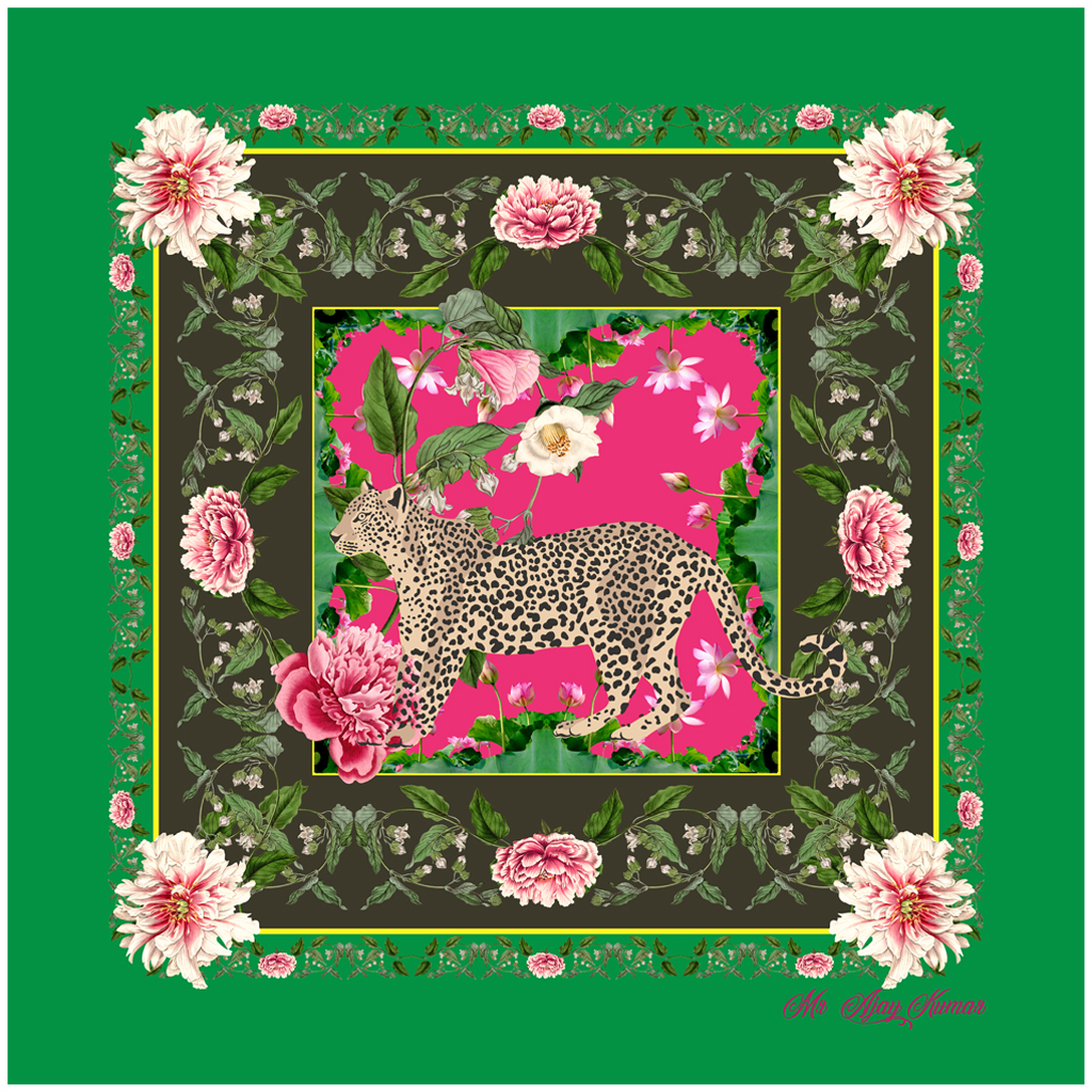 Green Leopard Scarf Print