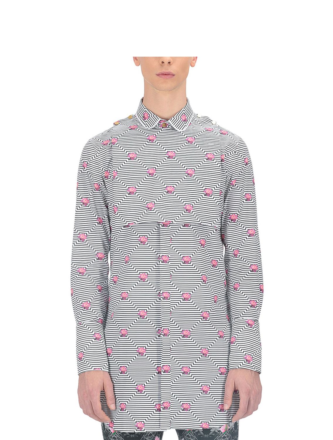 Black White Shirt with detachable bib in Tamarai Print