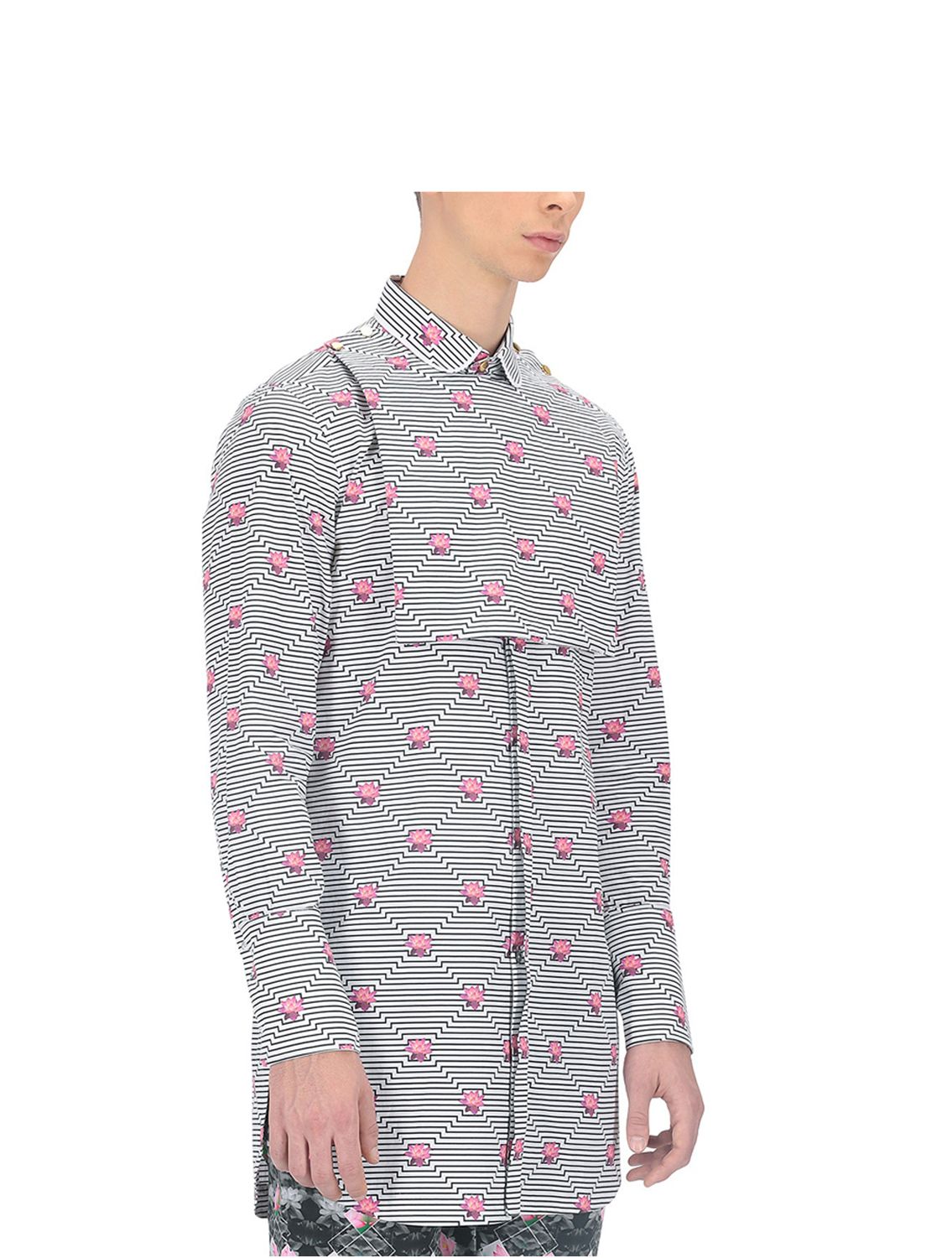 Black White Shirt with detachable bib in Tamarai Print