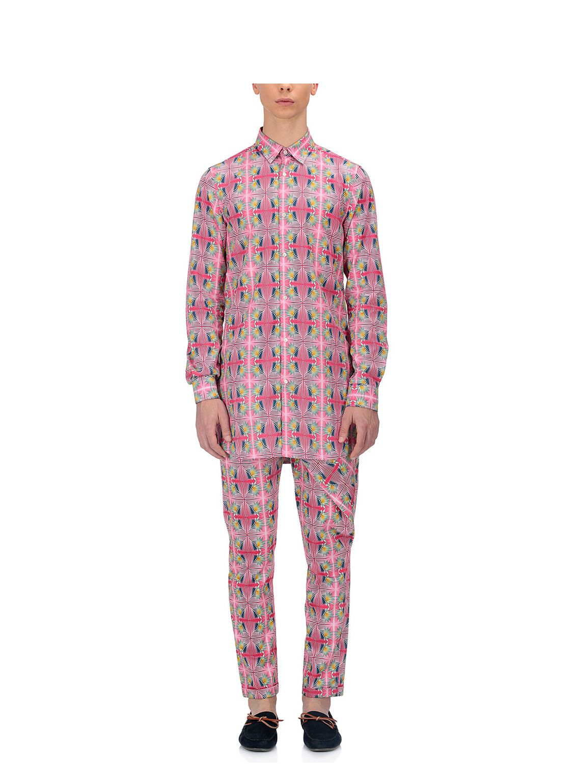 Long Tunic Shirt in Kaleido Pushkar Print with Rumaal Print on Back