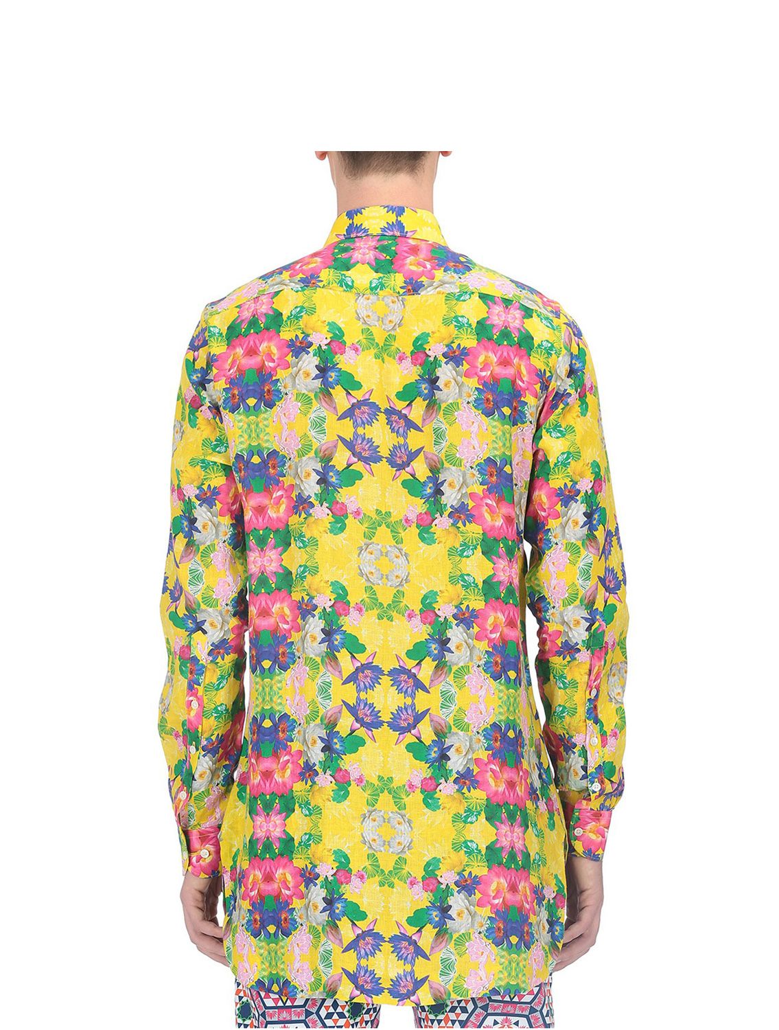 Linen Pintuck Bib Shirt in Diospyros Print