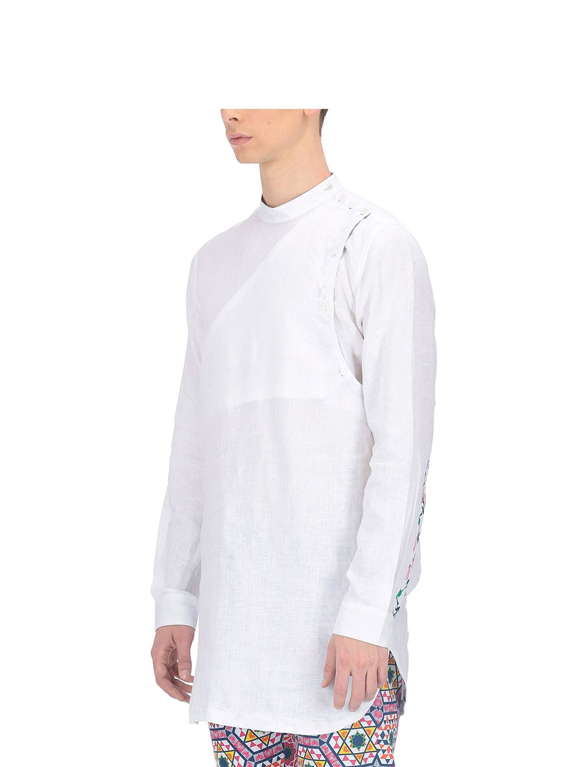 White Linen Angharkha Kanwal Kamal Pants