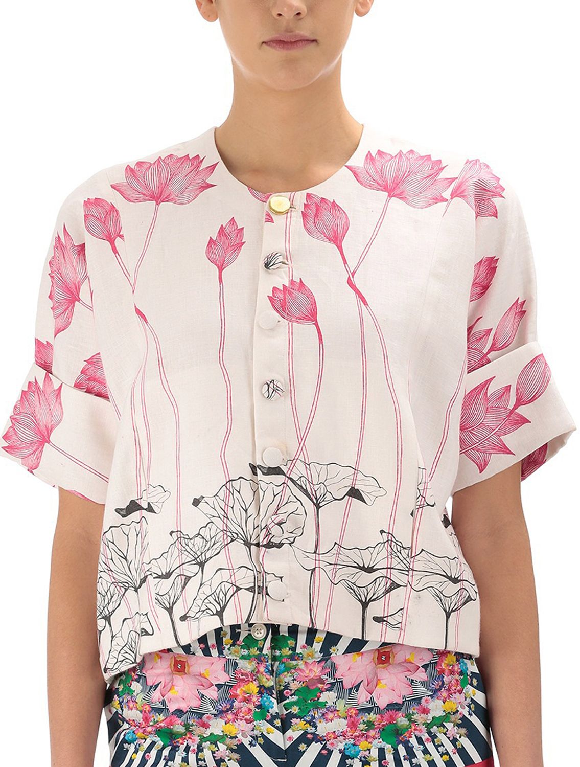 Lotus Linen Crop Top Zoom