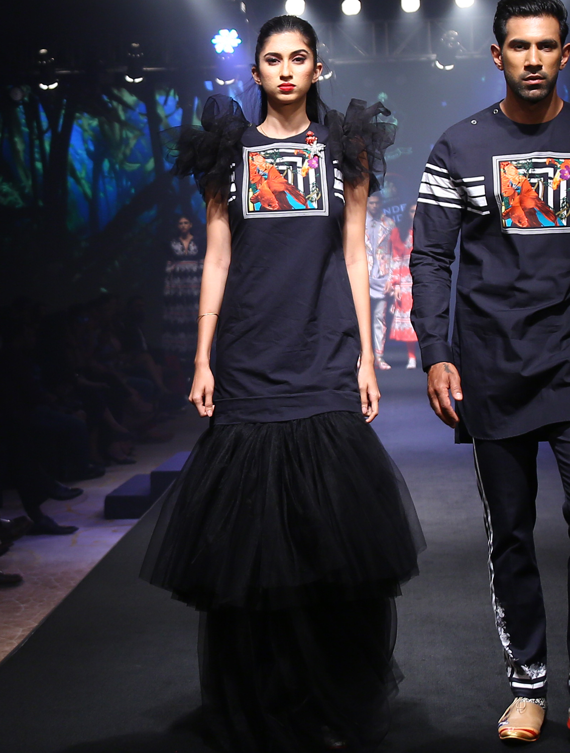 Jenifer Black Tiered Tulle Gown