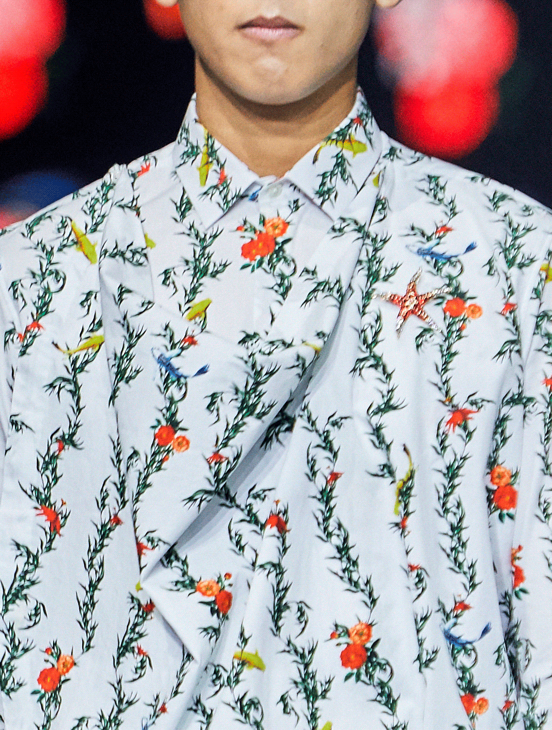 Cayman White Printed Cowl Shirt