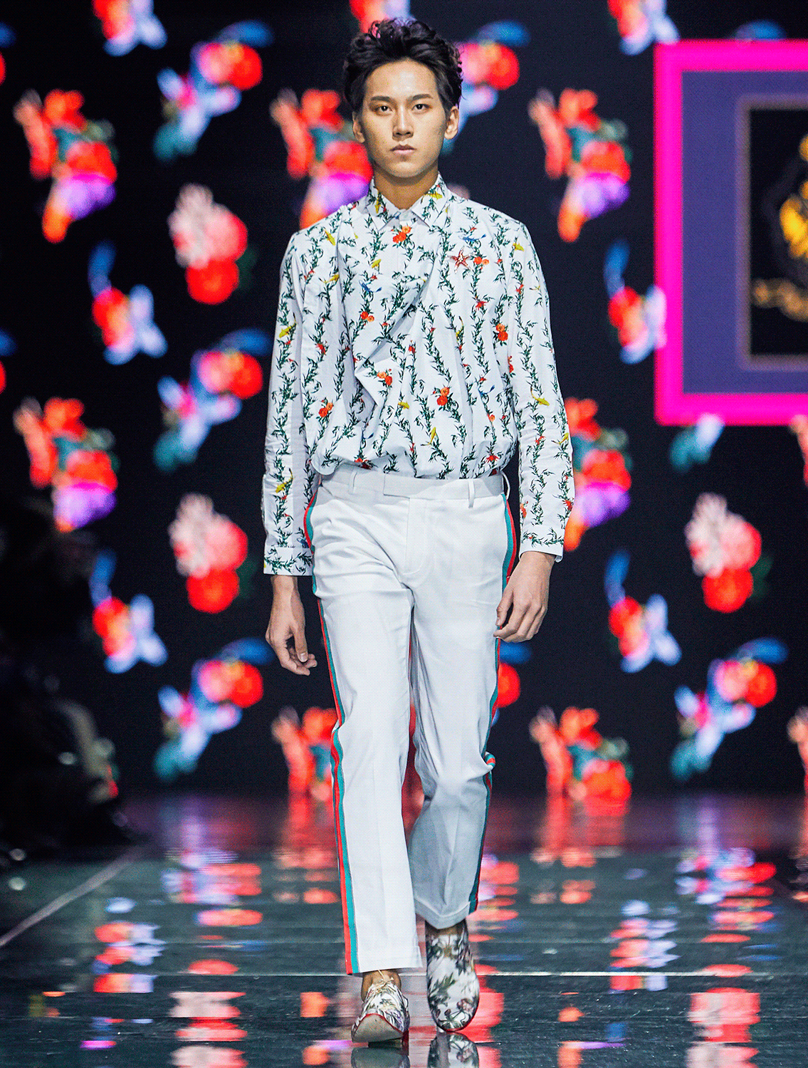 Cayman White Printed Cowl Shirt