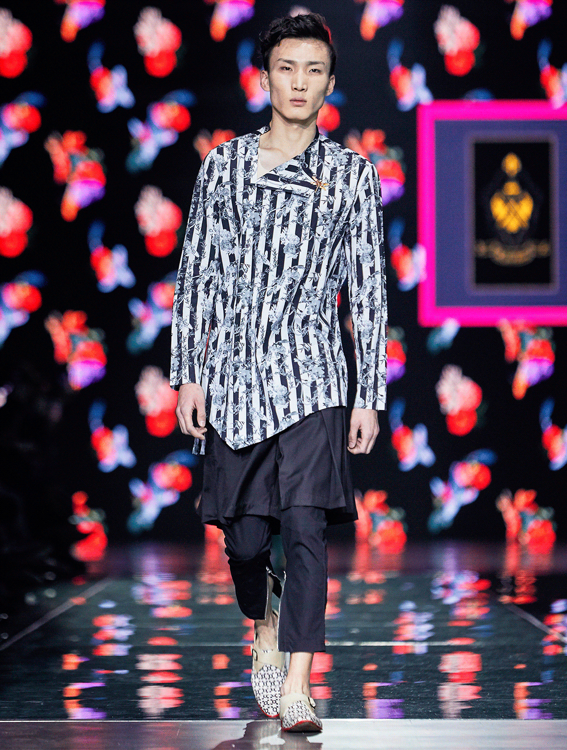 Jacques Angharkha Style Shirt with Black Kilt Pants