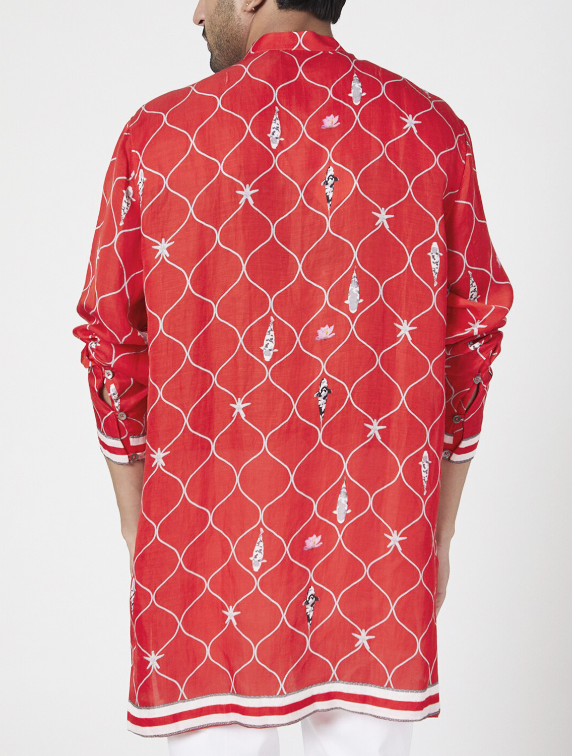 Ferdinand Red Silk Kurta Back