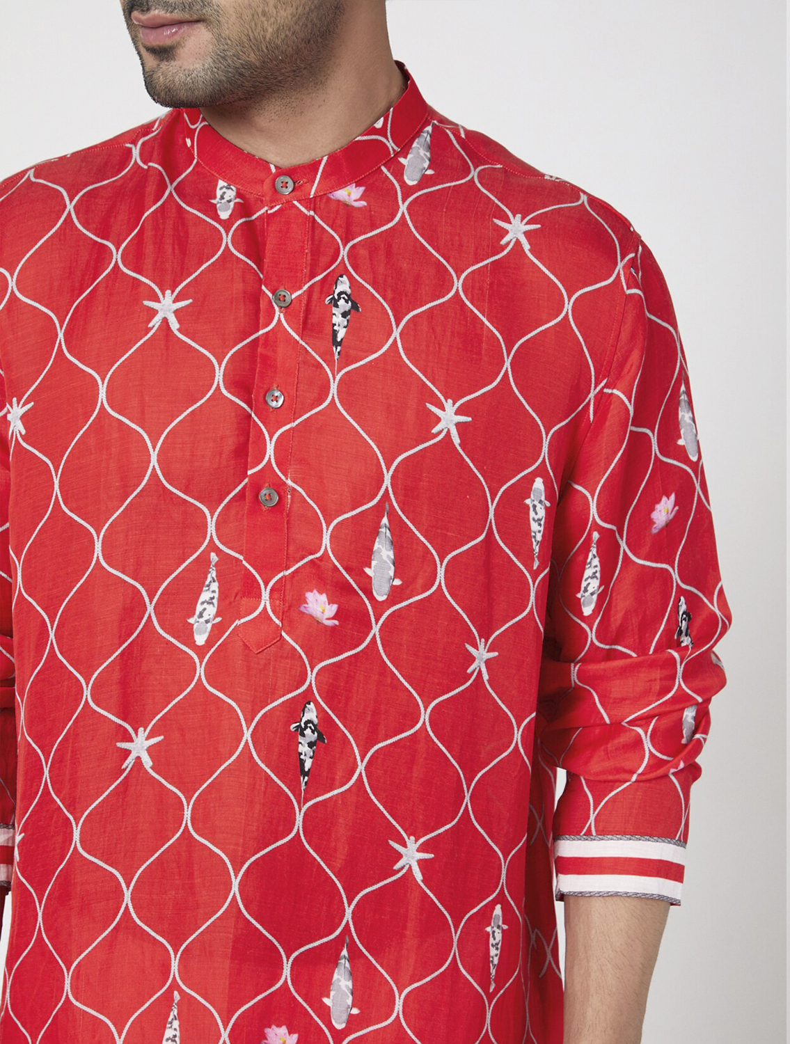 Ferdinand Red Silk Kurta