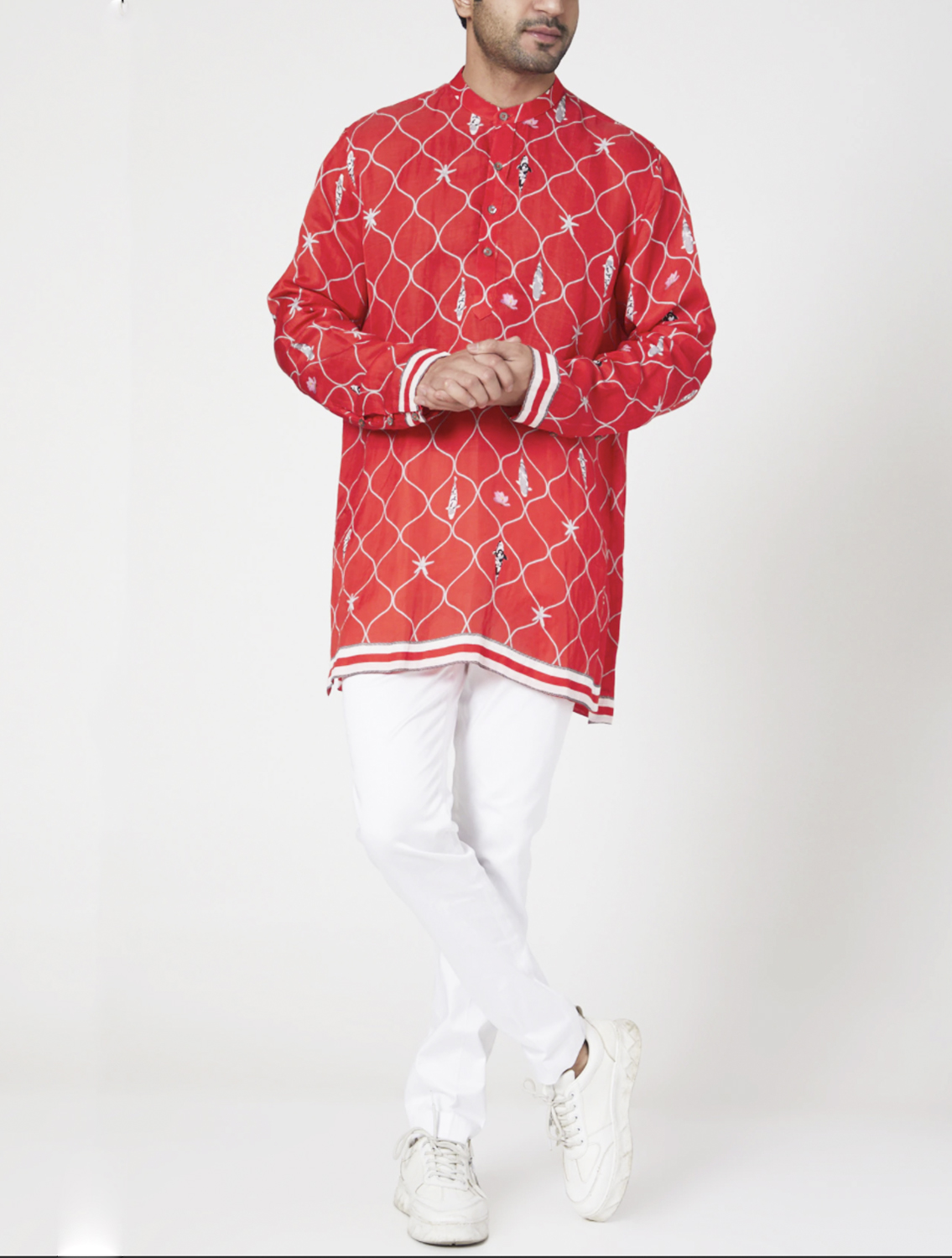 Ferdinand Red Silk Kurta Full