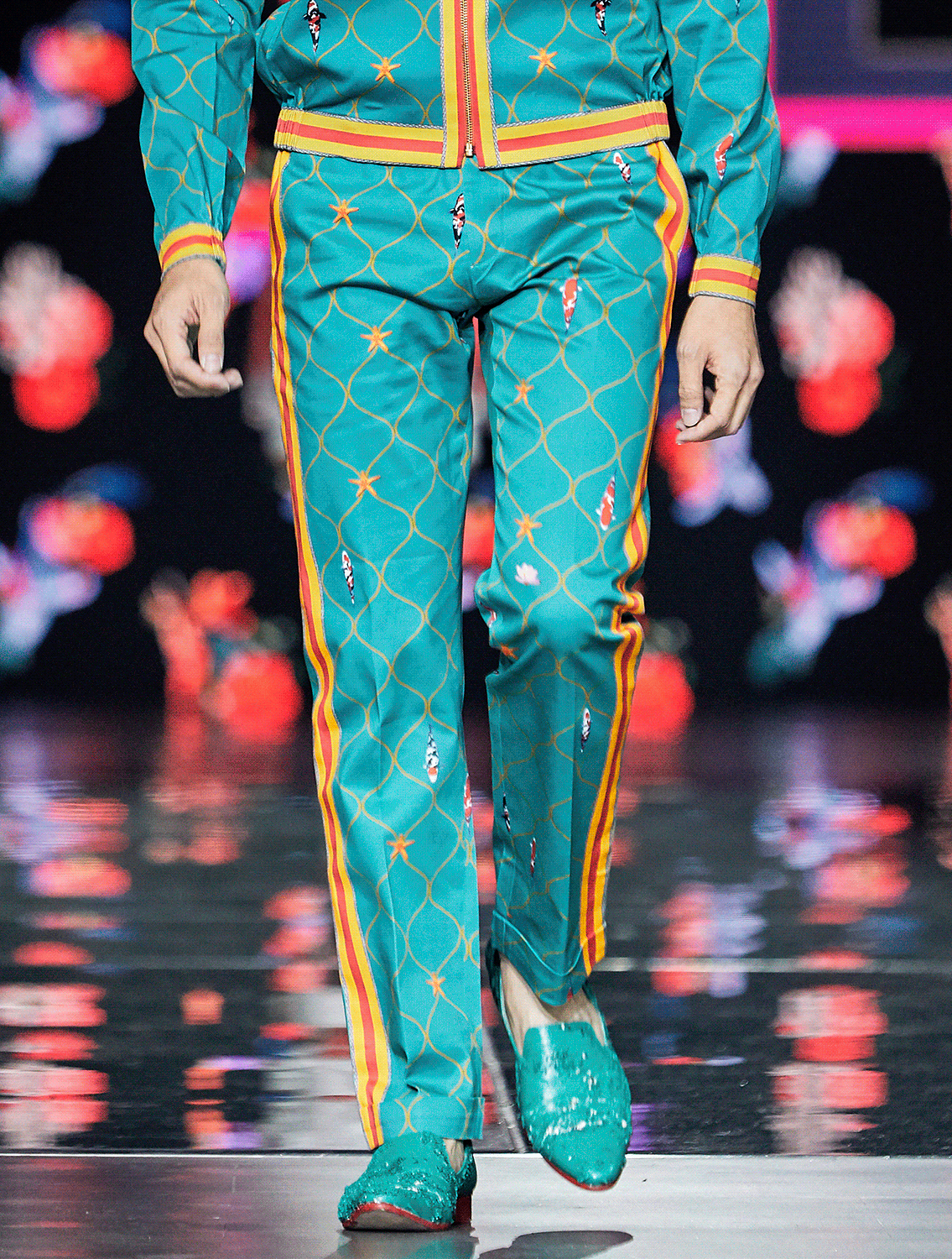 Dylan Aqua Green Printed Trousers