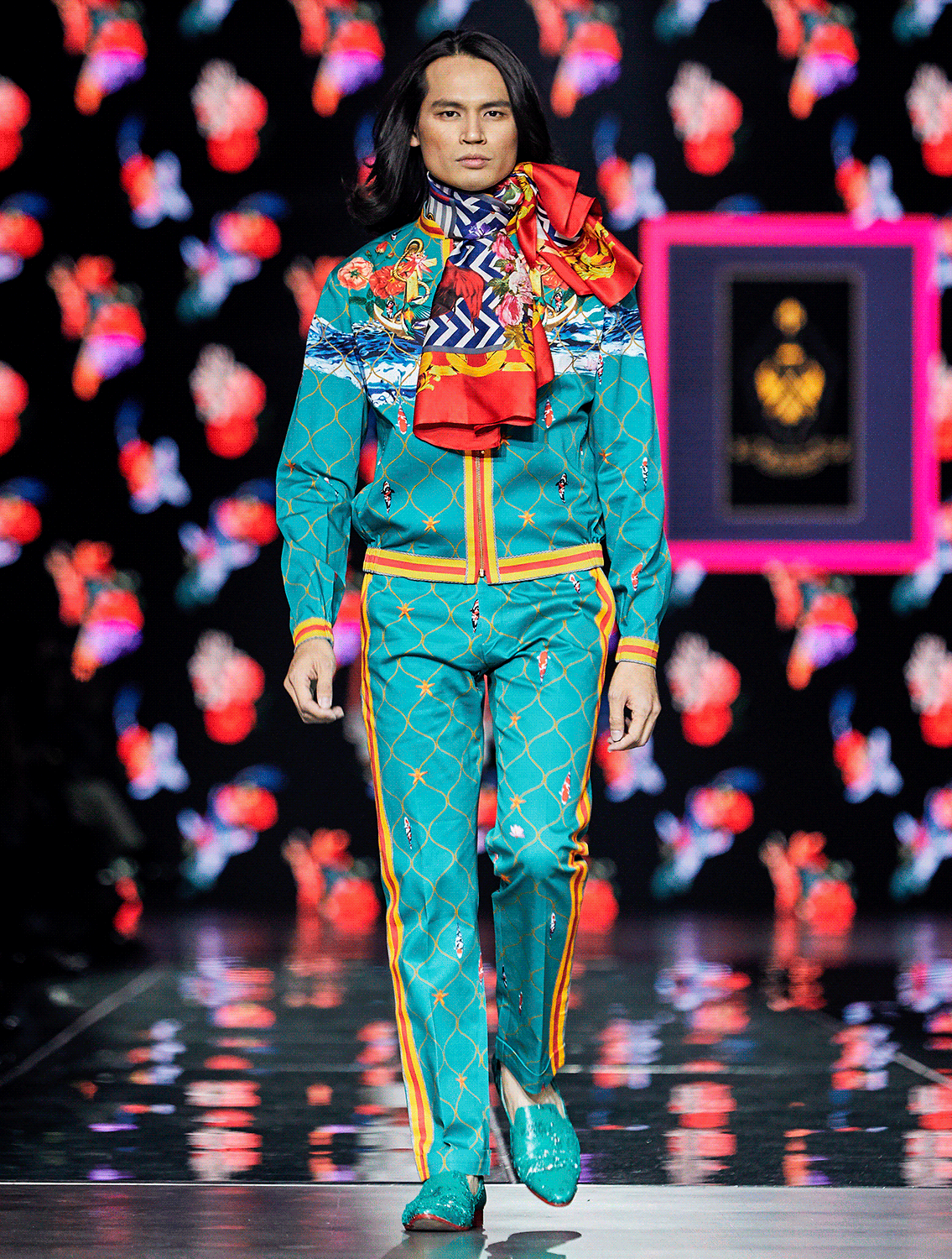 Dylan Aqua Green Printed Trousers