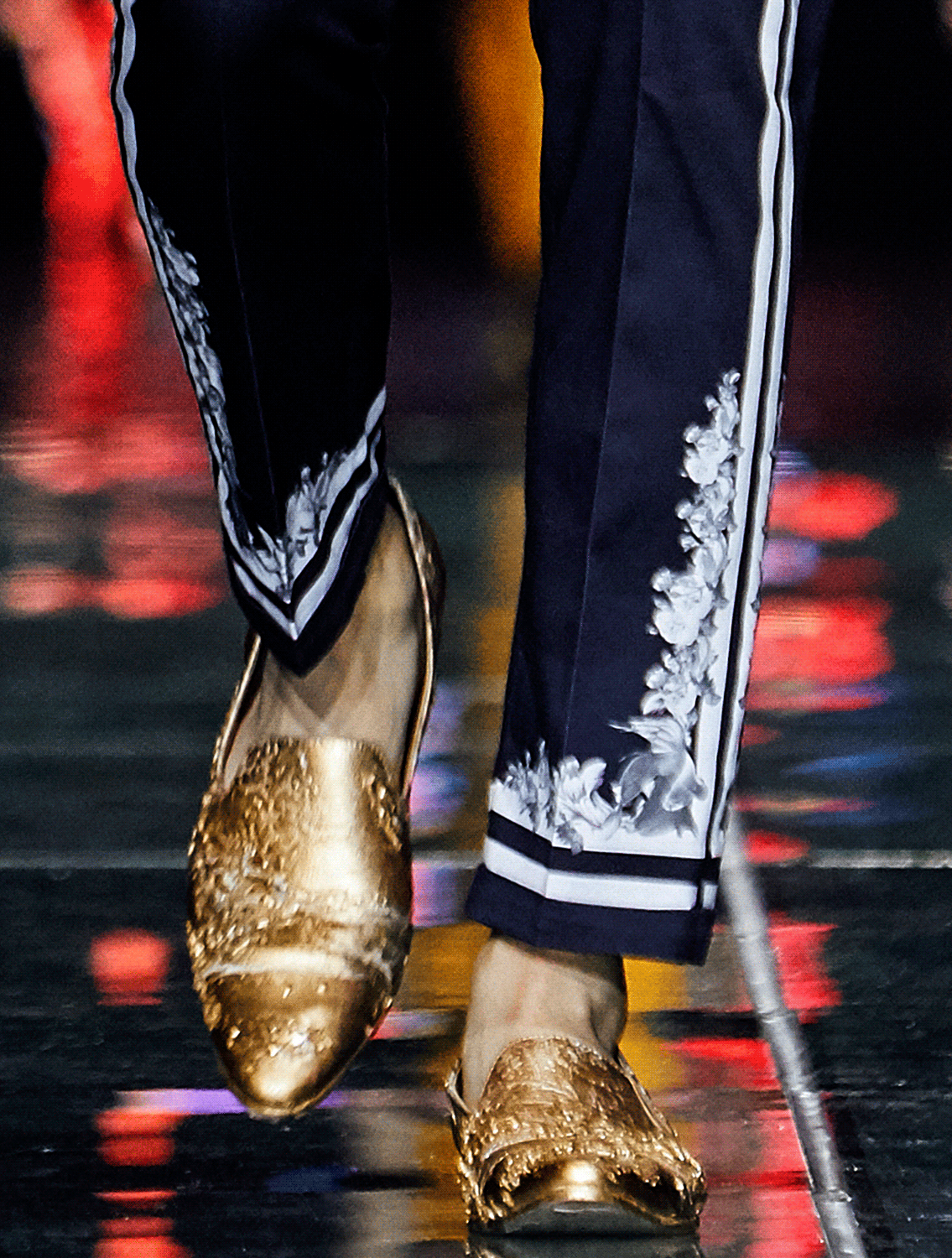 Tao Black Trousers with Side Striper and Florals