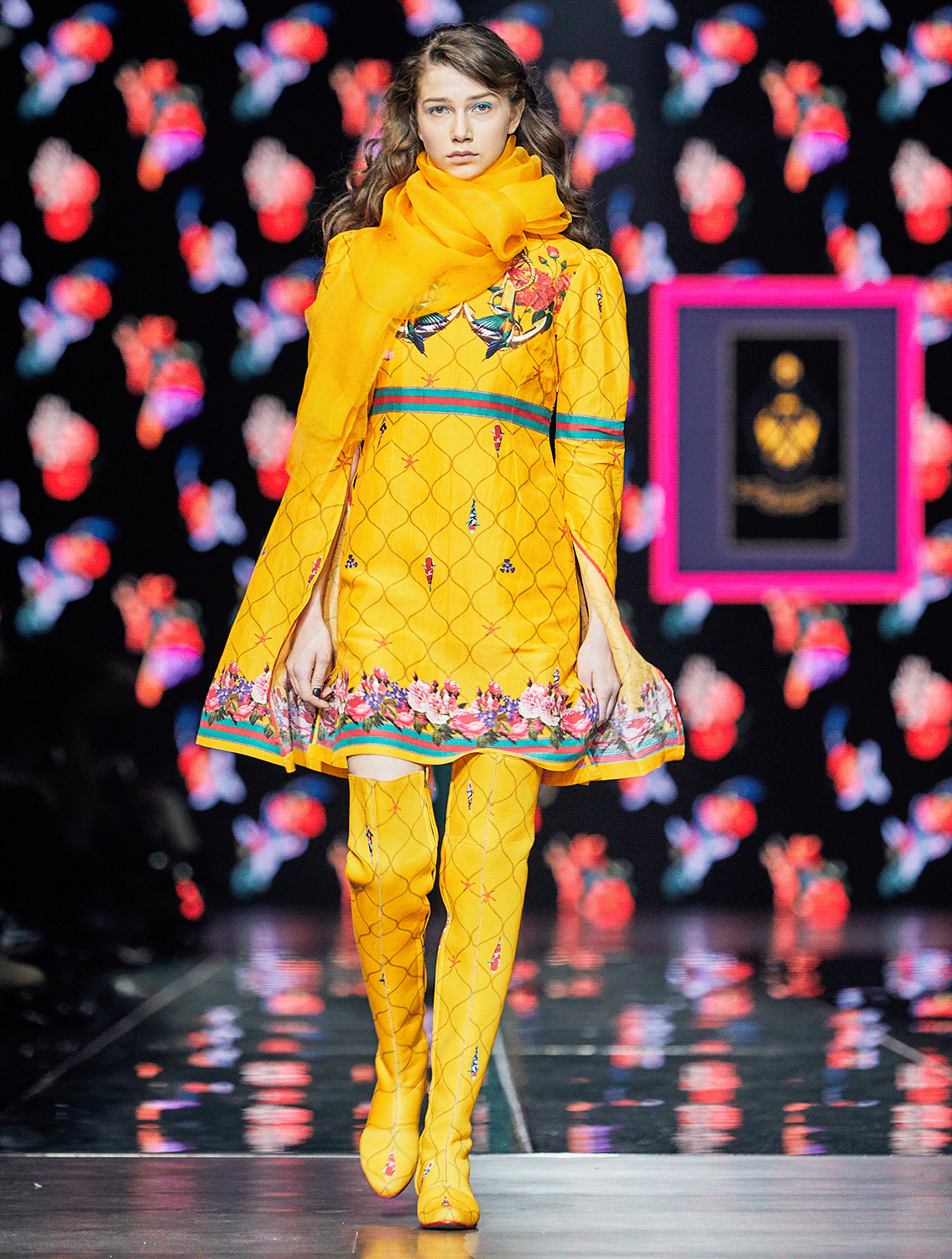 Marina Yellow Silk Linen Slit Sleeved Dress