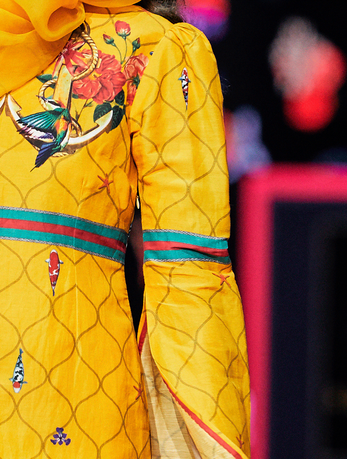 Marina Yellow Silk Linen Slit Sleeved Dress