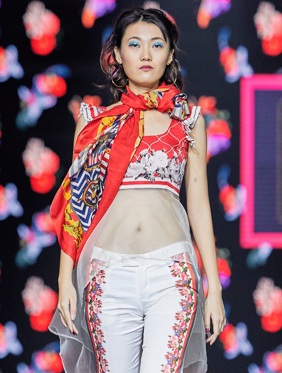 Piper Ruffled Sleeve Blouse Atlantic Side Striped Pants