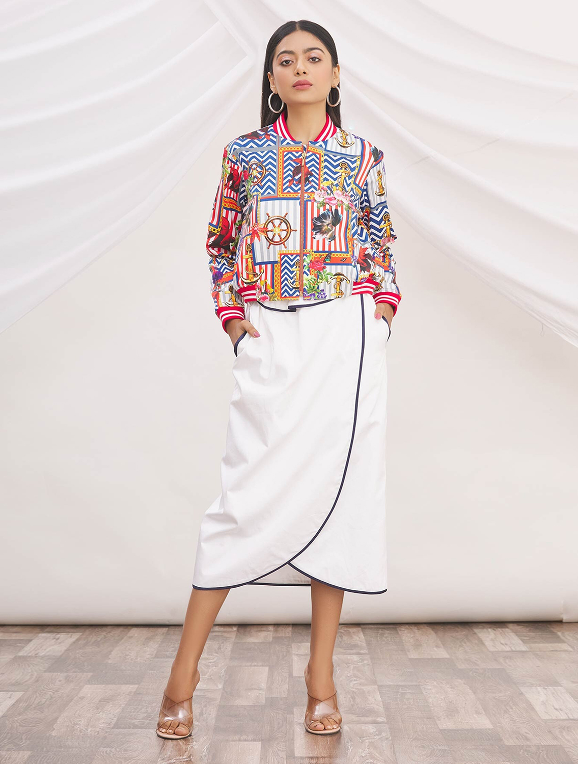 Agues MultiColour Crop Bomber Jacket