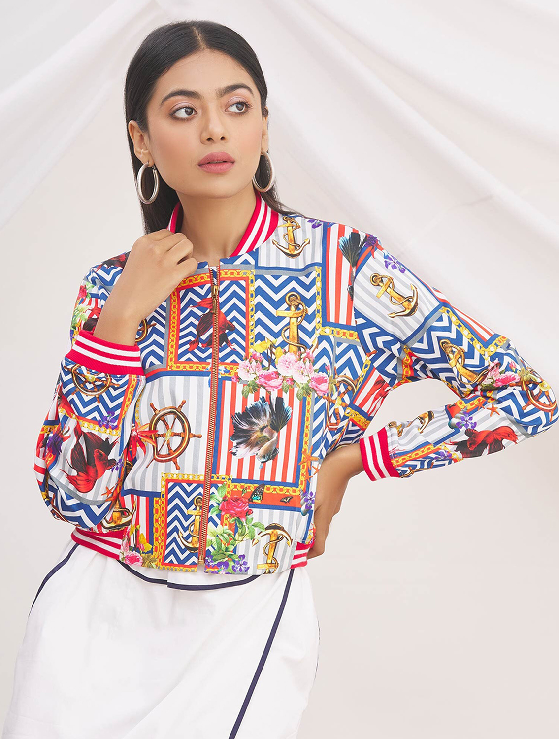 Agues MultiColour Crop Bomber Jacket