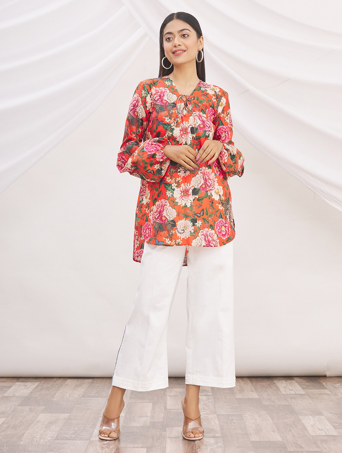 Artemis Red Silk Printed Blouson