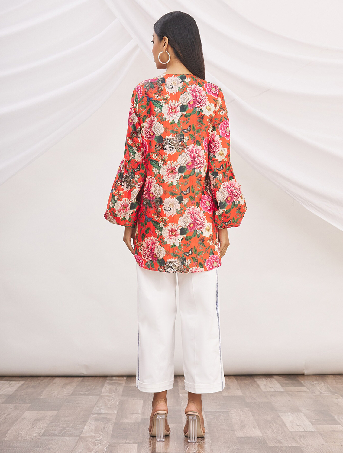 Artemis Red Silk Printed Blouson