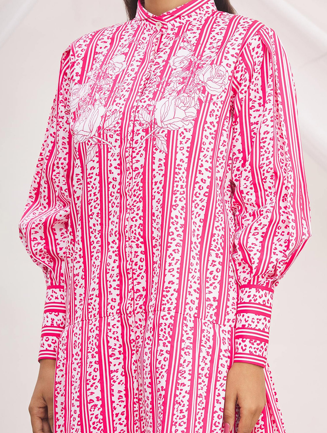 Roselyn Pink Printed Shirtdress