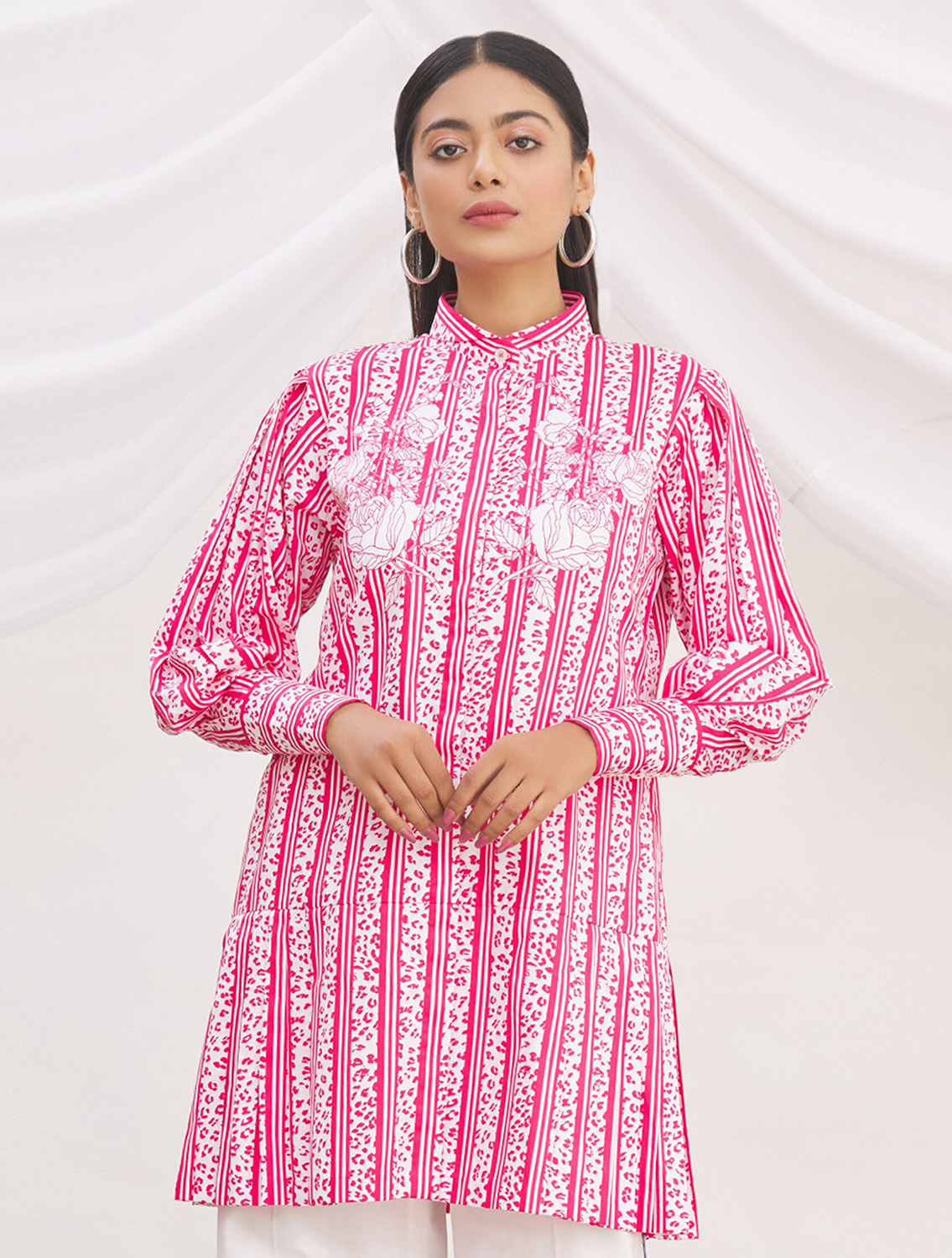 Roselyn Pink Shirtdress and Linen Pant Set