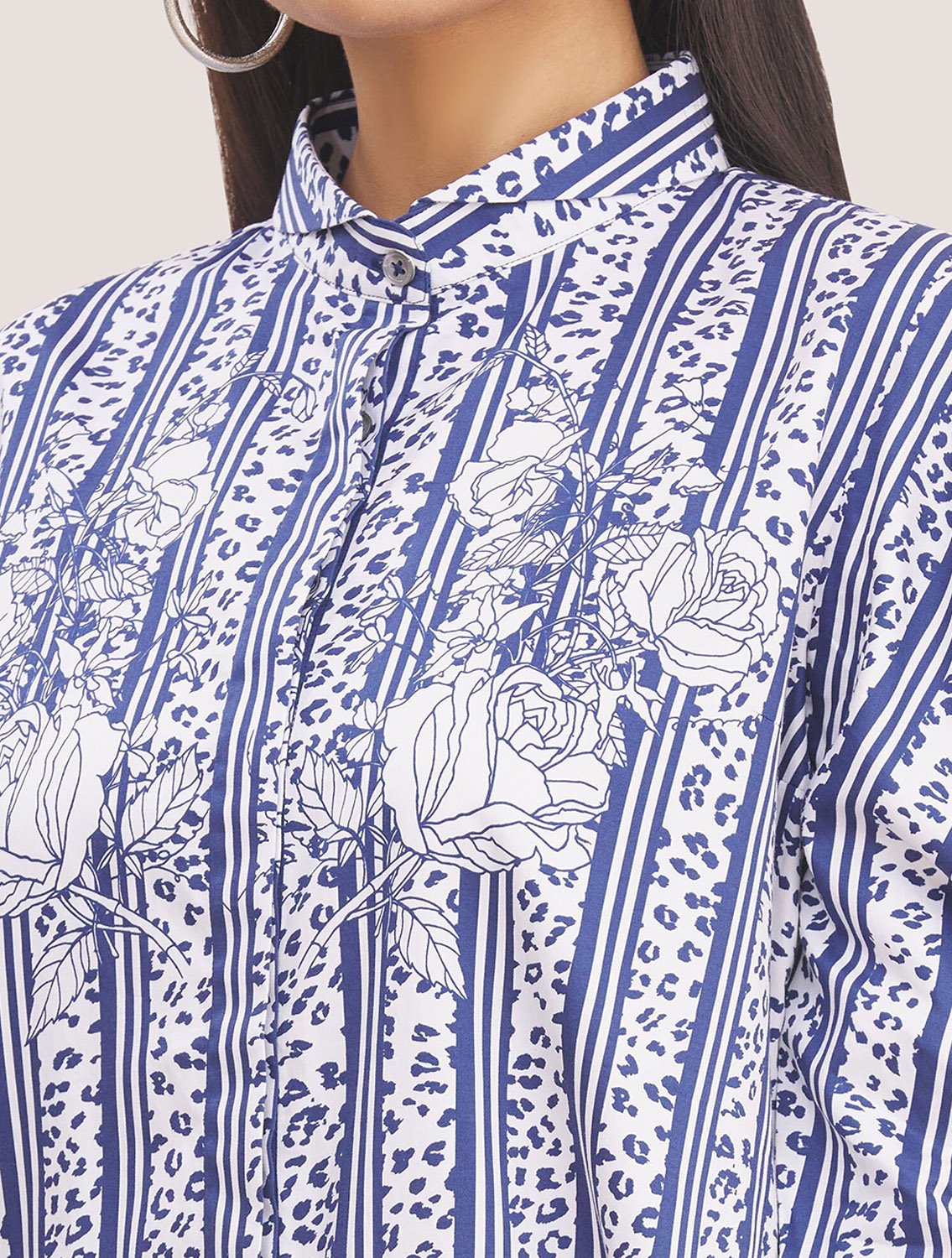 Katlyn Blue Printed Shirtdress