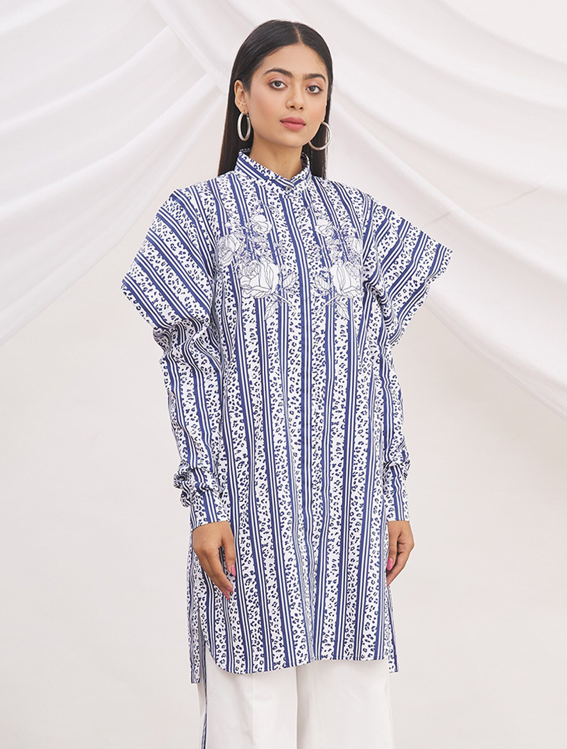 Katlyn Blue Printed Shirtdress