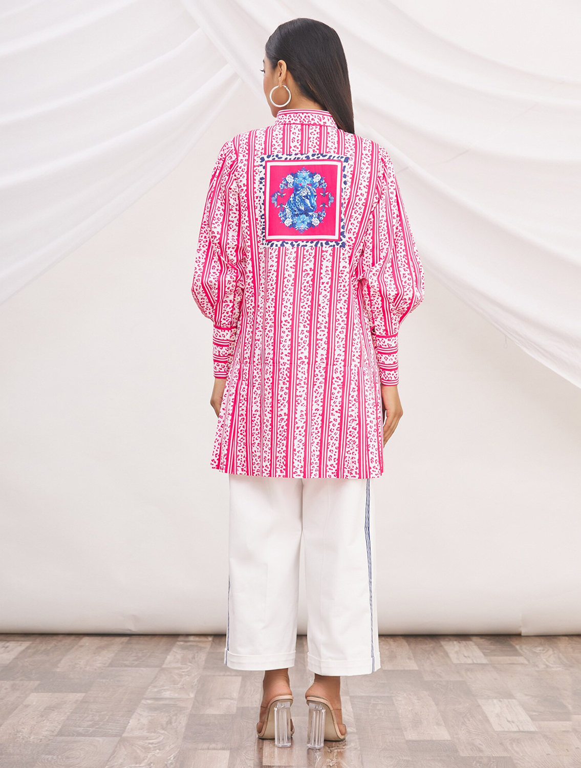 Roselyn Pink Shirtdress and Linen Pant Set