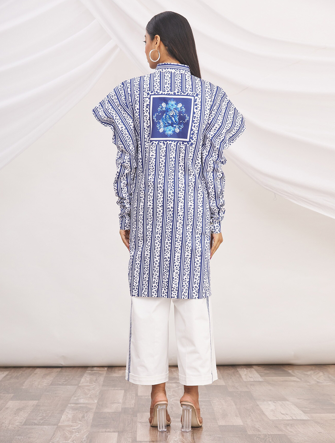 Katlyn Blue Shirtdress and Linen Pant Set
