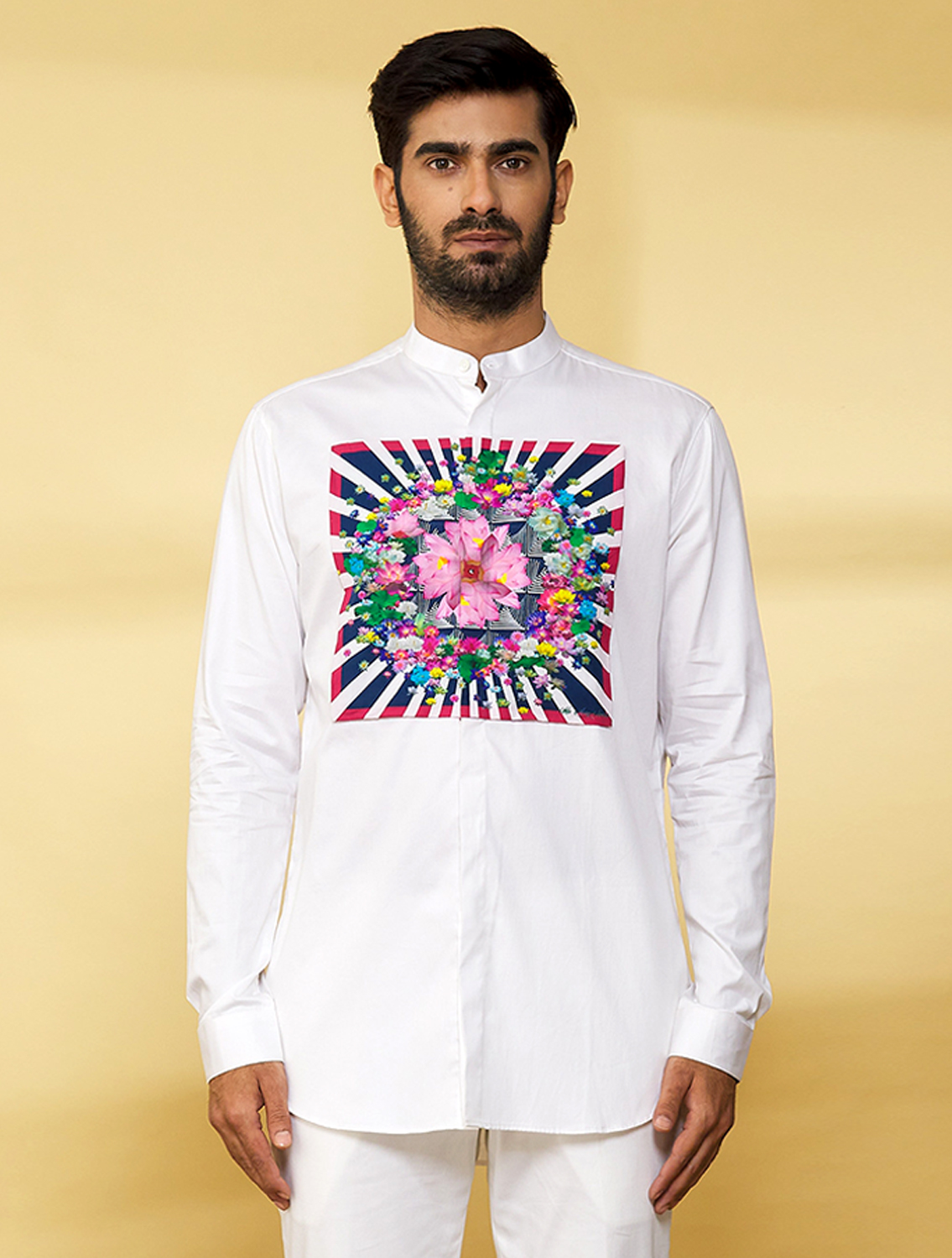 PatKamal White Centre Printed Shirt