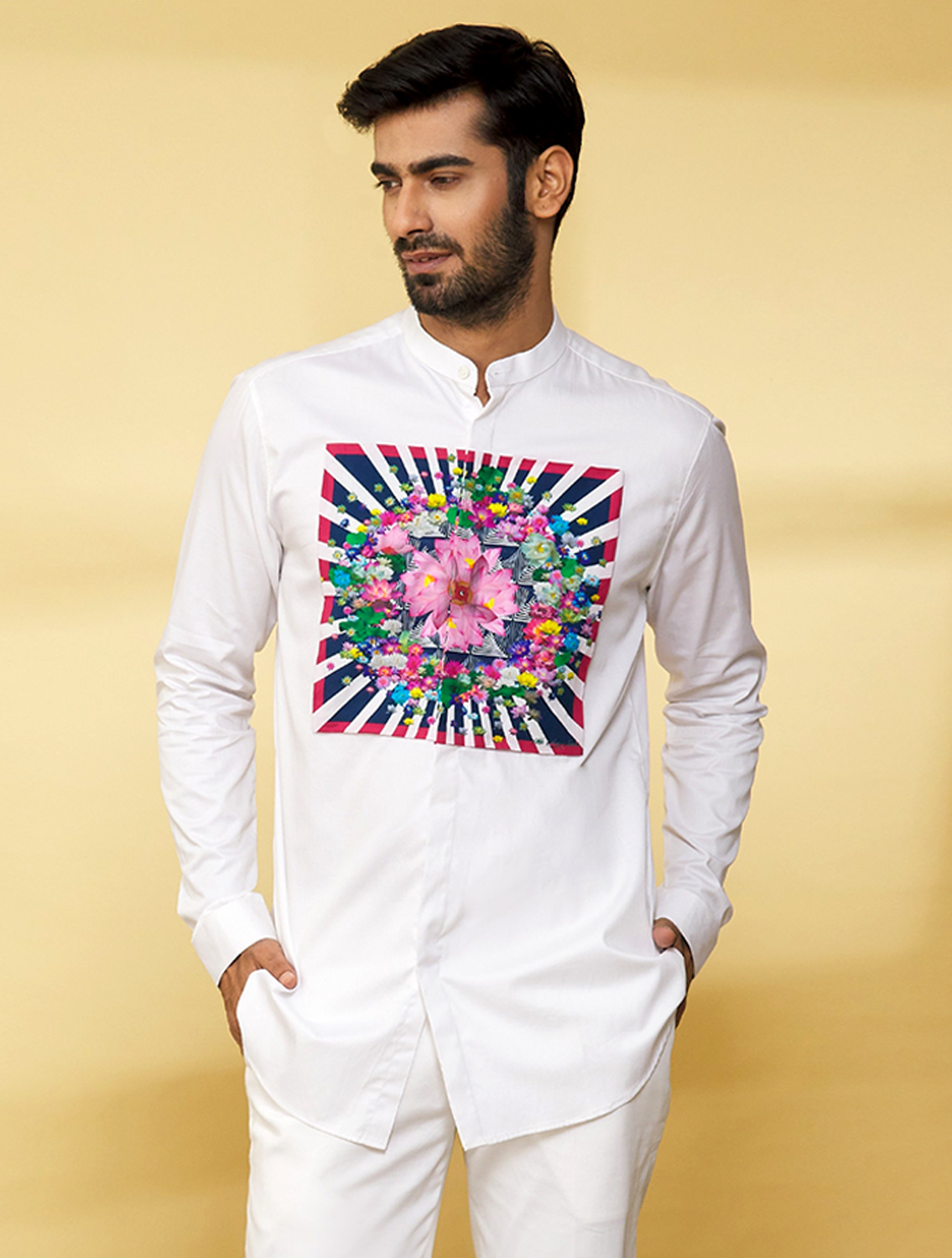 PatKamal White Centre Printed Shirt