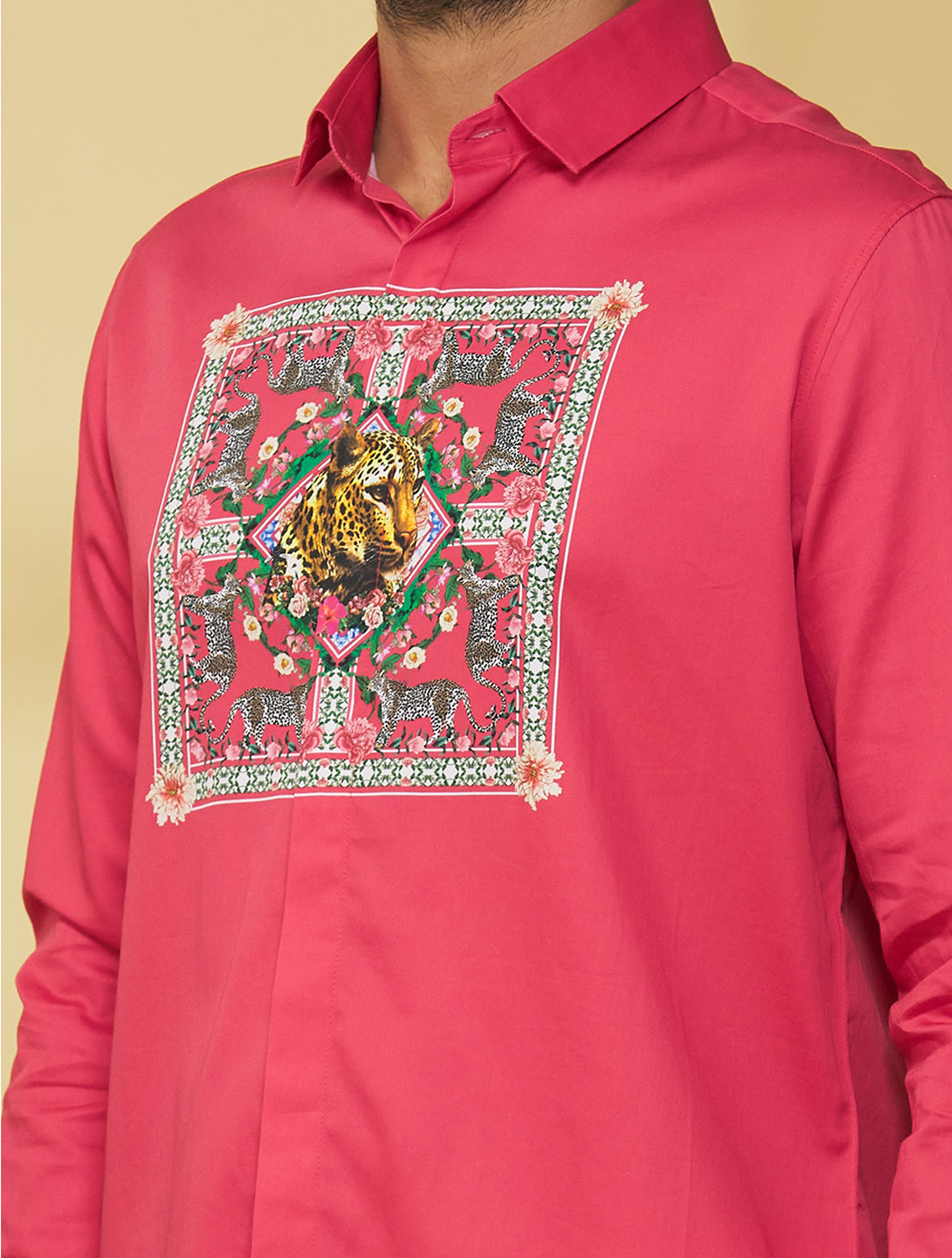 Pink Leo Hem Striper Shirt Zoom