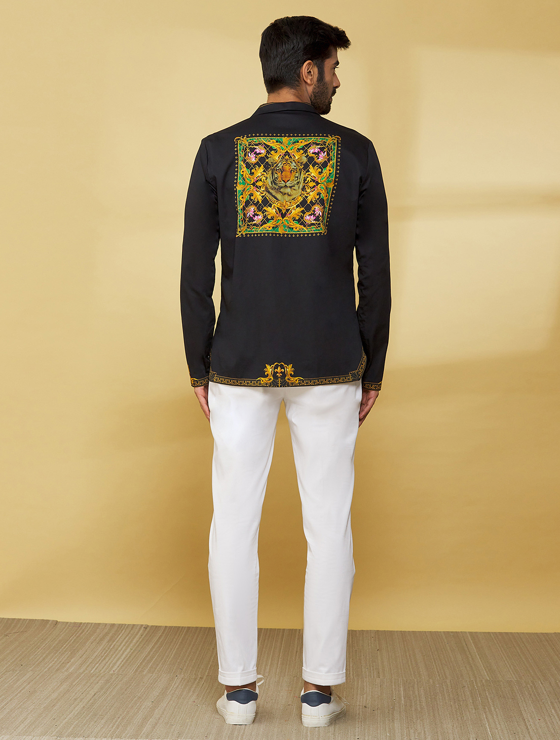 Mr Ajay Kumar Black Baroque Hem Shirt