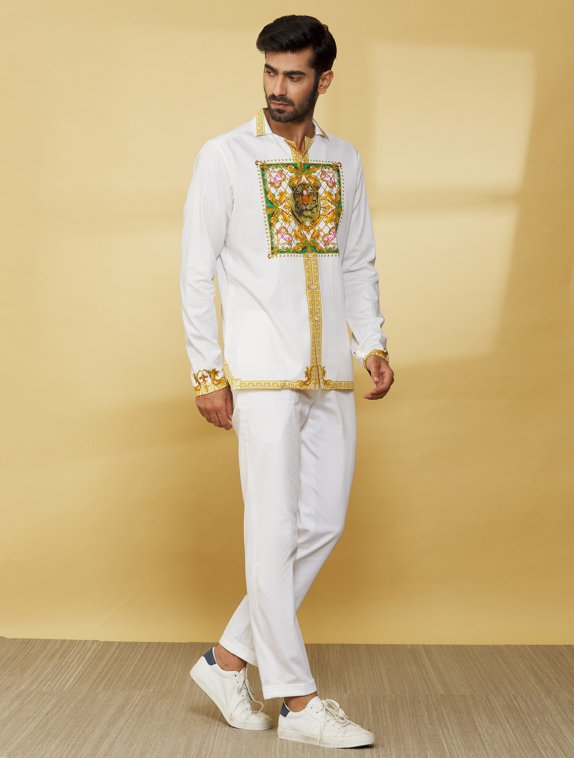 Mr Ajay Kumar Gold Baroque Hem Shirt