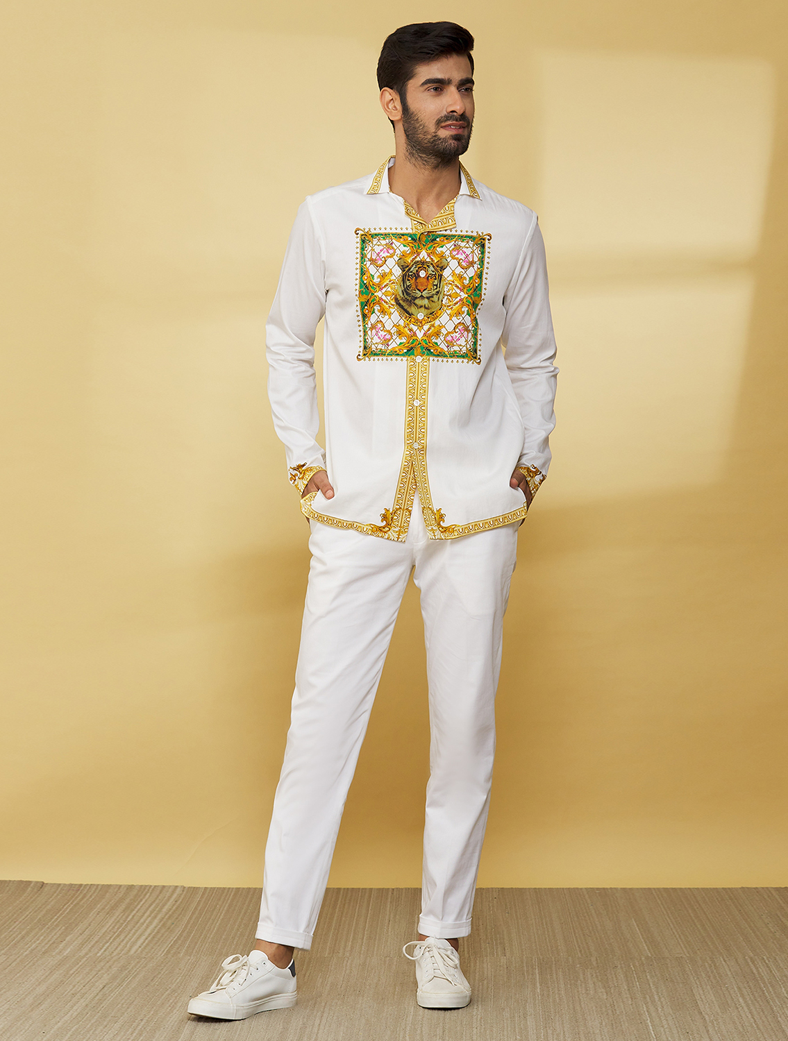 Mr Ajay Kumar White Baroque Hem Shirt