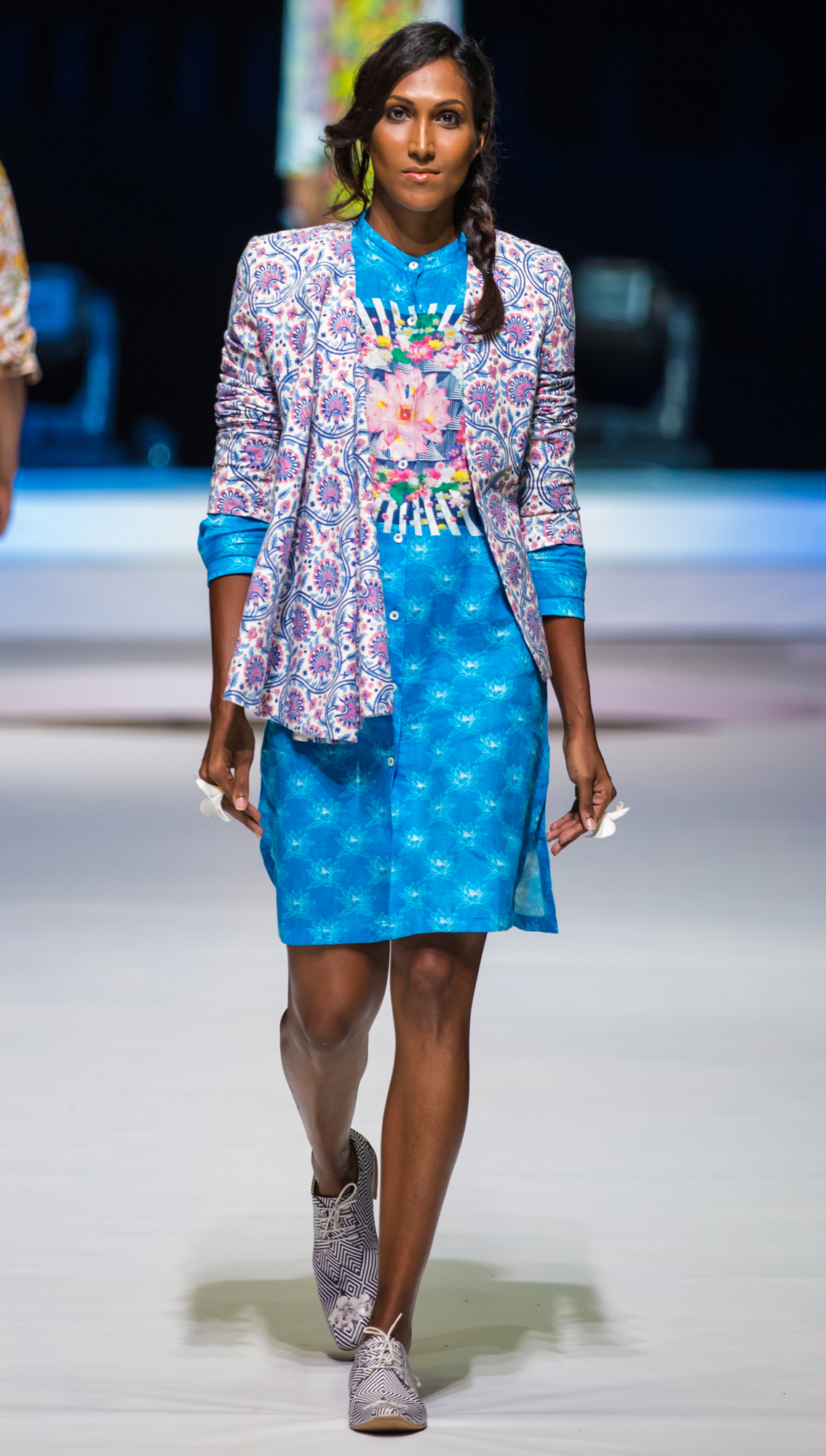 Anushna Blue Shirt Jhunjun Cowl Blazer