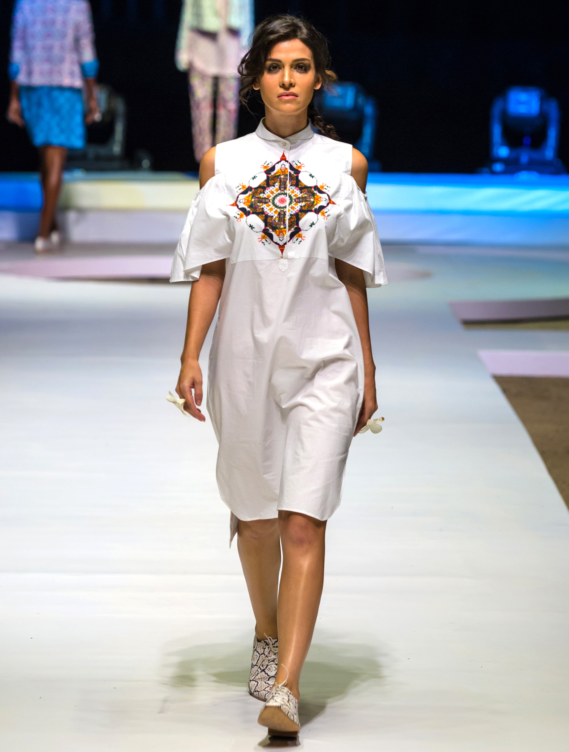 Nyonika White Cold Shoulder ShirtDress Full