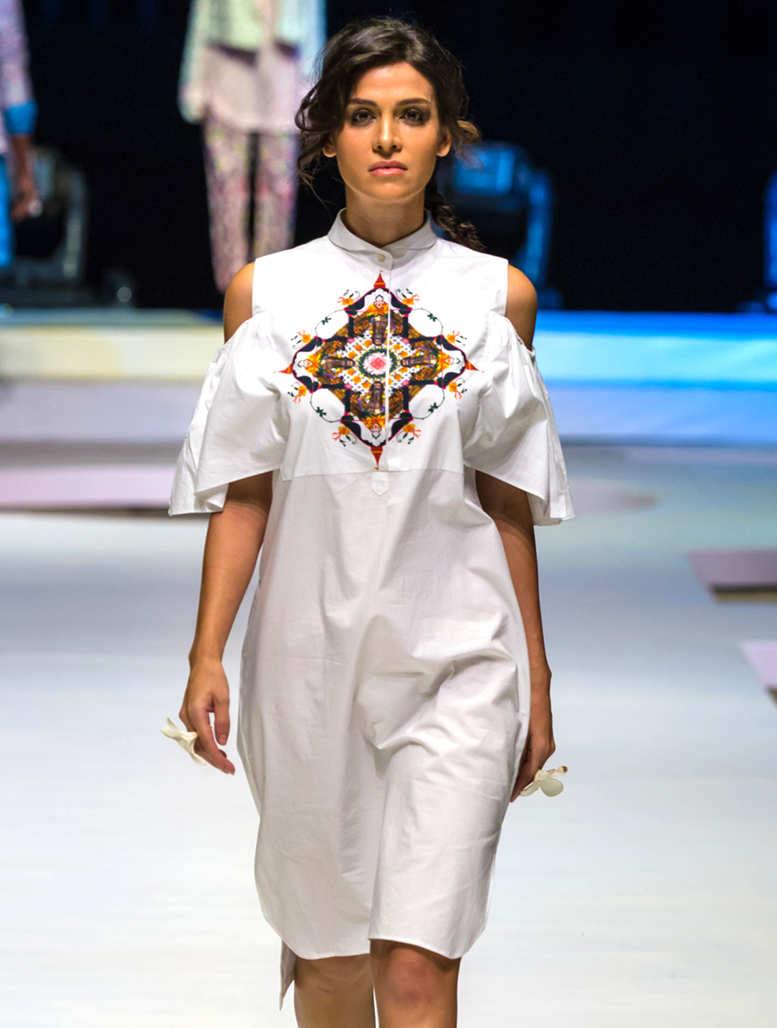 Nyonika White Cold Shoulder ShirtDress