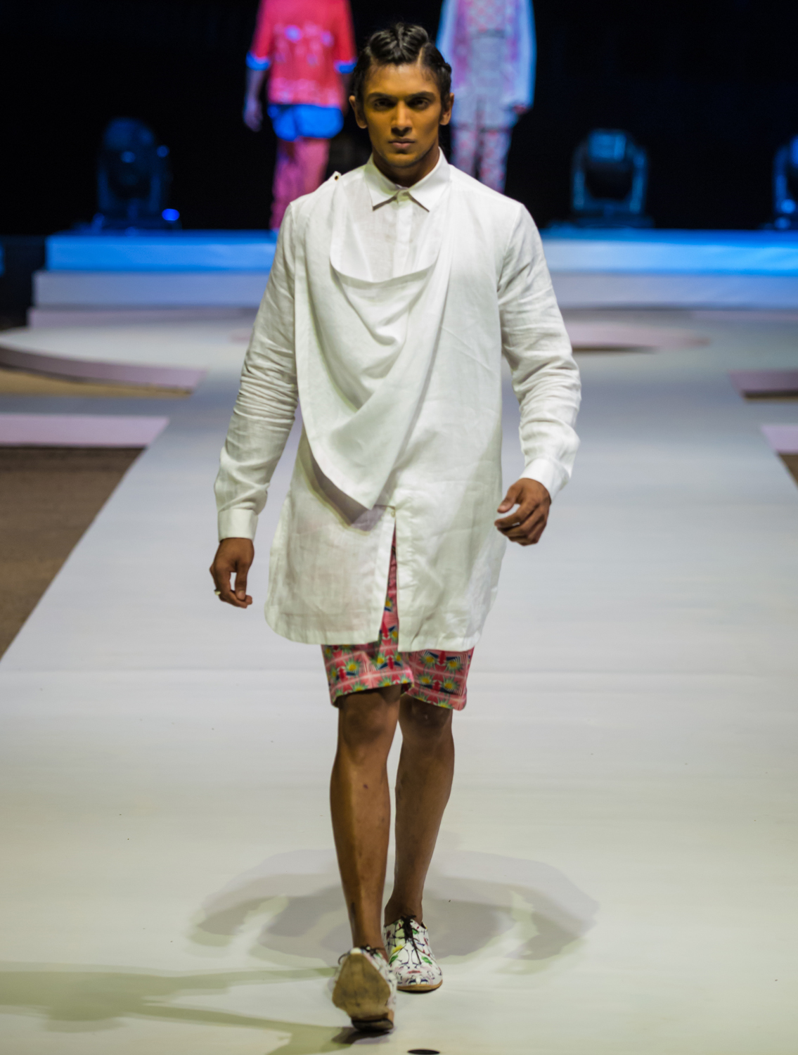 Linen White Cowl Shirt