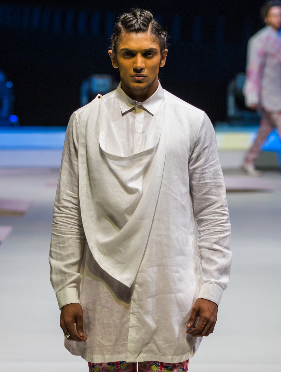 Linen White Cowl Shirt