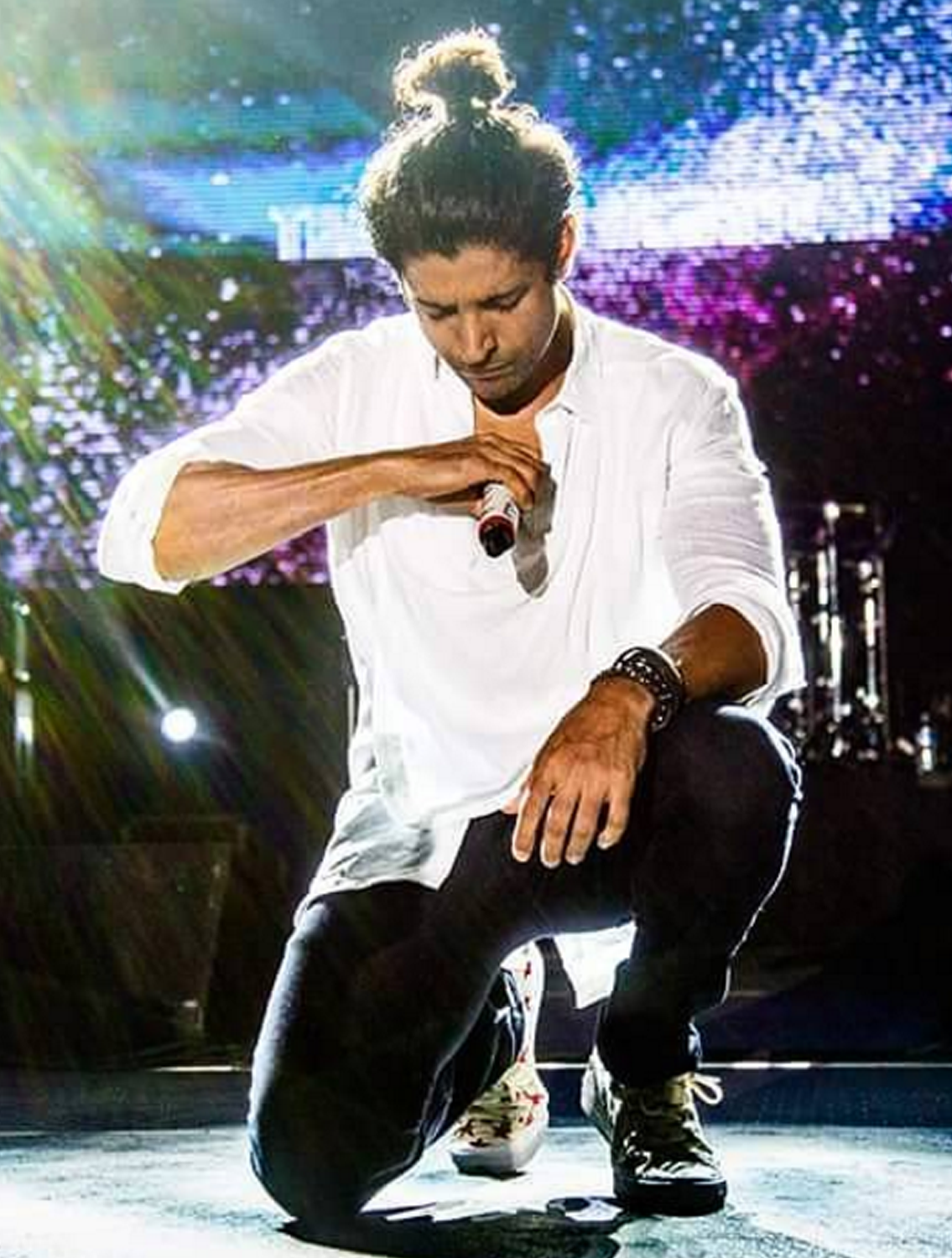 Farhan Akhtar Linen White Cowl Shirt