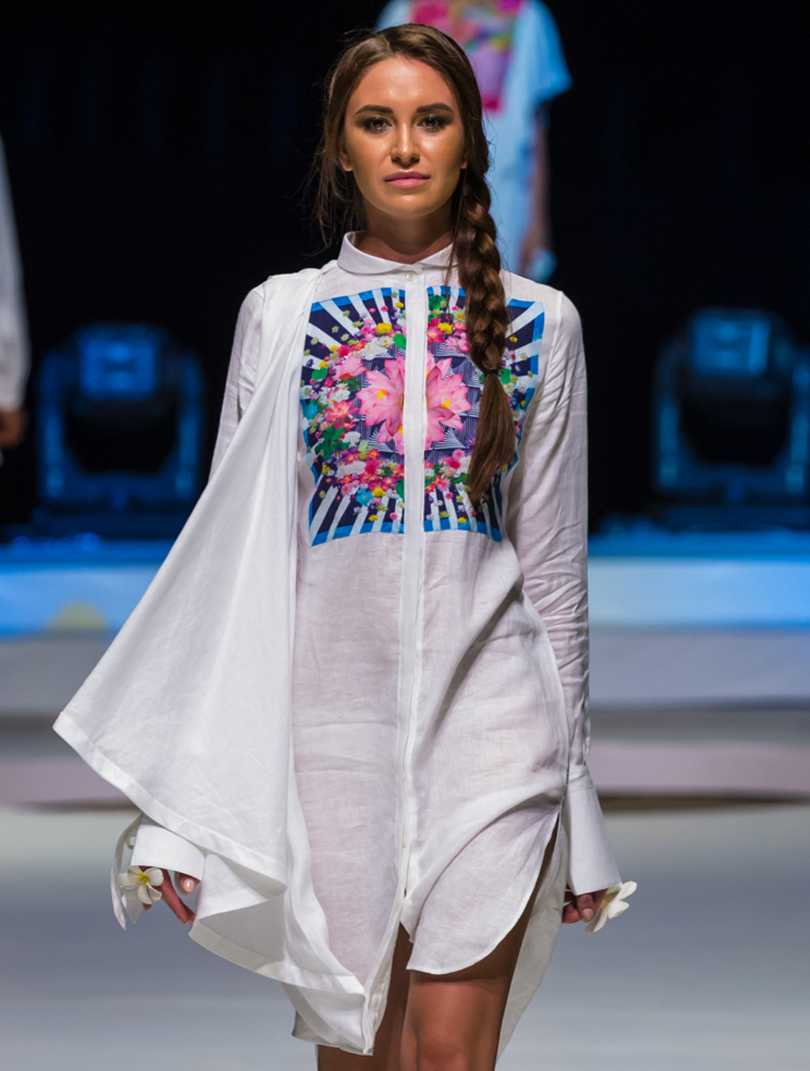 Afrah Linen Cowl Shirt Dress