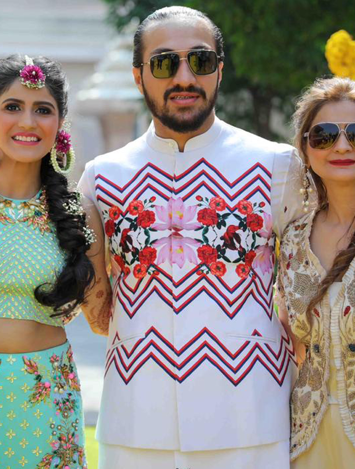 Daman White Linen Printed Bundi